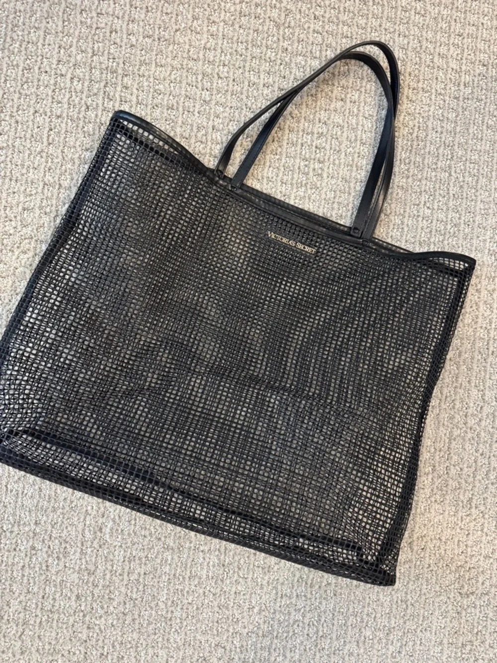 Victoria's Secret Black Mesh Tote with Dual Handles - Picture 3 of 3